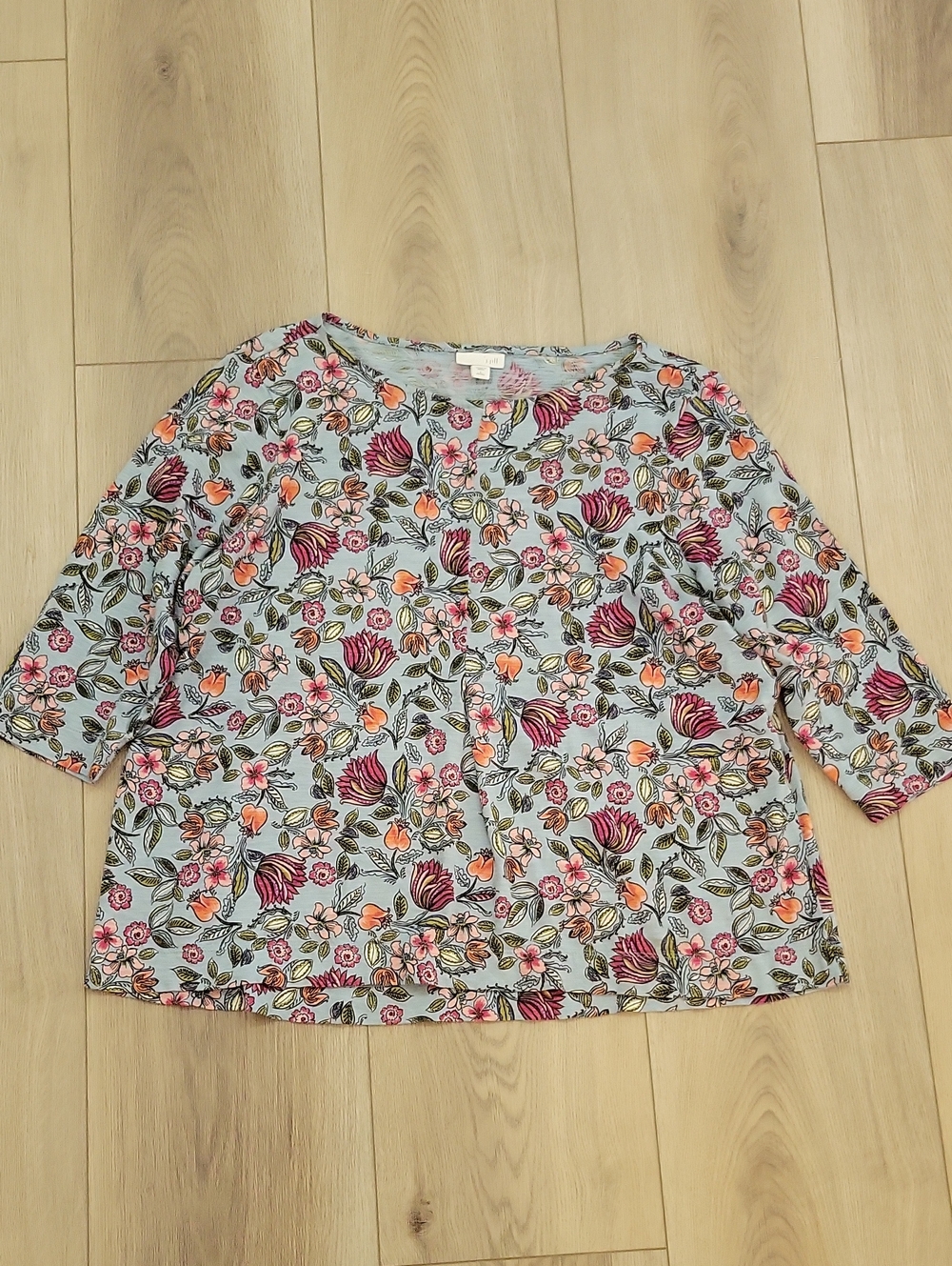J. Jill Light Blue Floral Button-Front Blouse